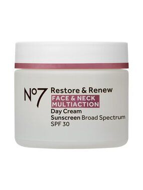 NEW No7 Restore & Renew Face & Neck Multi Action SPF 30 Day Cream, 1.69 oz.